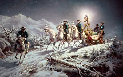 Ludwig II (1845-86) of Bavaria Sleighing at Night from Neuschwanstein to Linderhof, 1888 by Karl Gottlieb Wenig